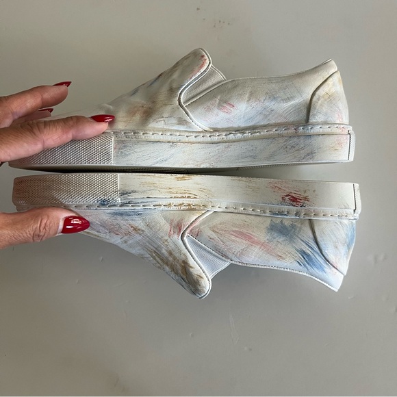 The Editor White/Multi Color Paint Brush Strokes Slip On Sneaker. Sz 8 (Eur 38) - Picture 5 of 10